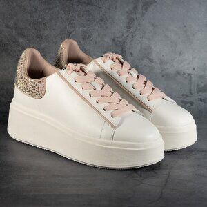 Ash Moby Strass Leather Sneaker Women's Color White Rhinestone Size US 9.5/EU 40